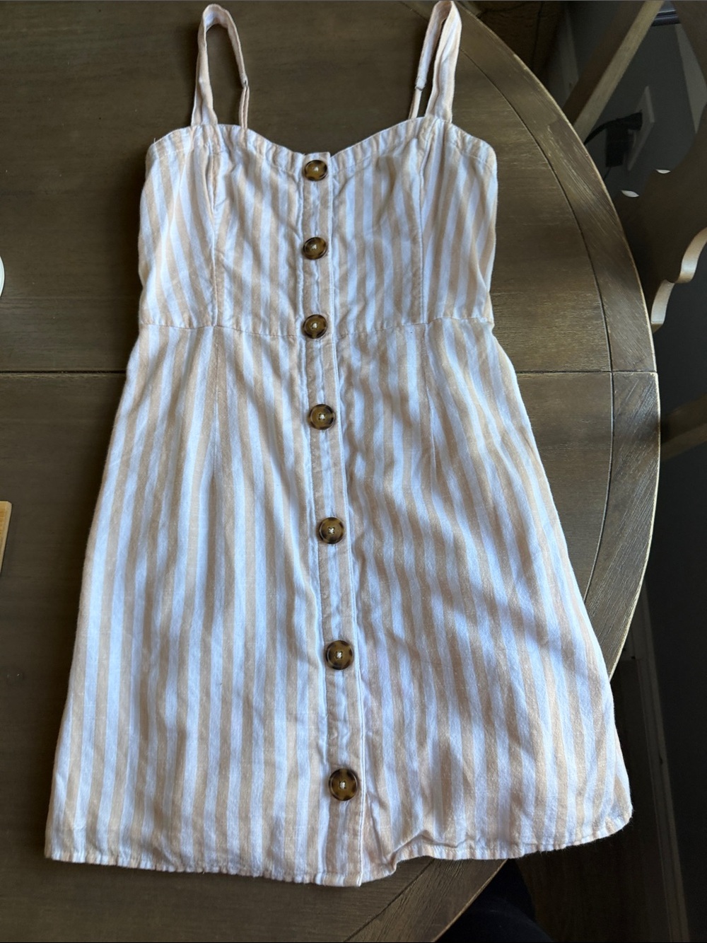 Abercrombie & Fitch Cream and Tan Striped Button-Front Sundress
